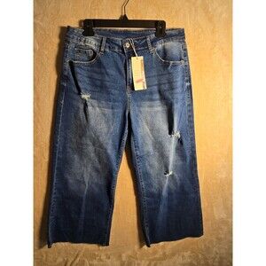 DOKOTOO Women’s Jeans S  14 Distressed Blue Denim Straight Leg High Rise NWT 240